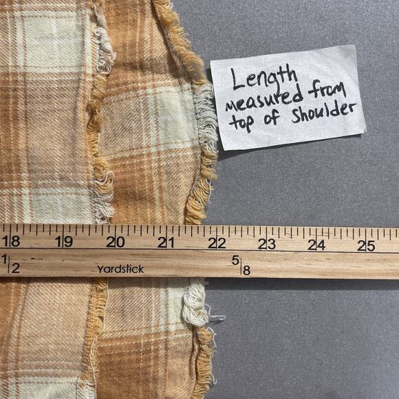 Oli & Hali Cropped Flannel Size L Plaid Shirt Boho Grunge Lagenlook Distressed - Picture 10 of 10